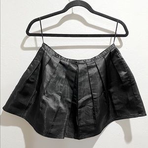 Black flare mini A-line satin skirt